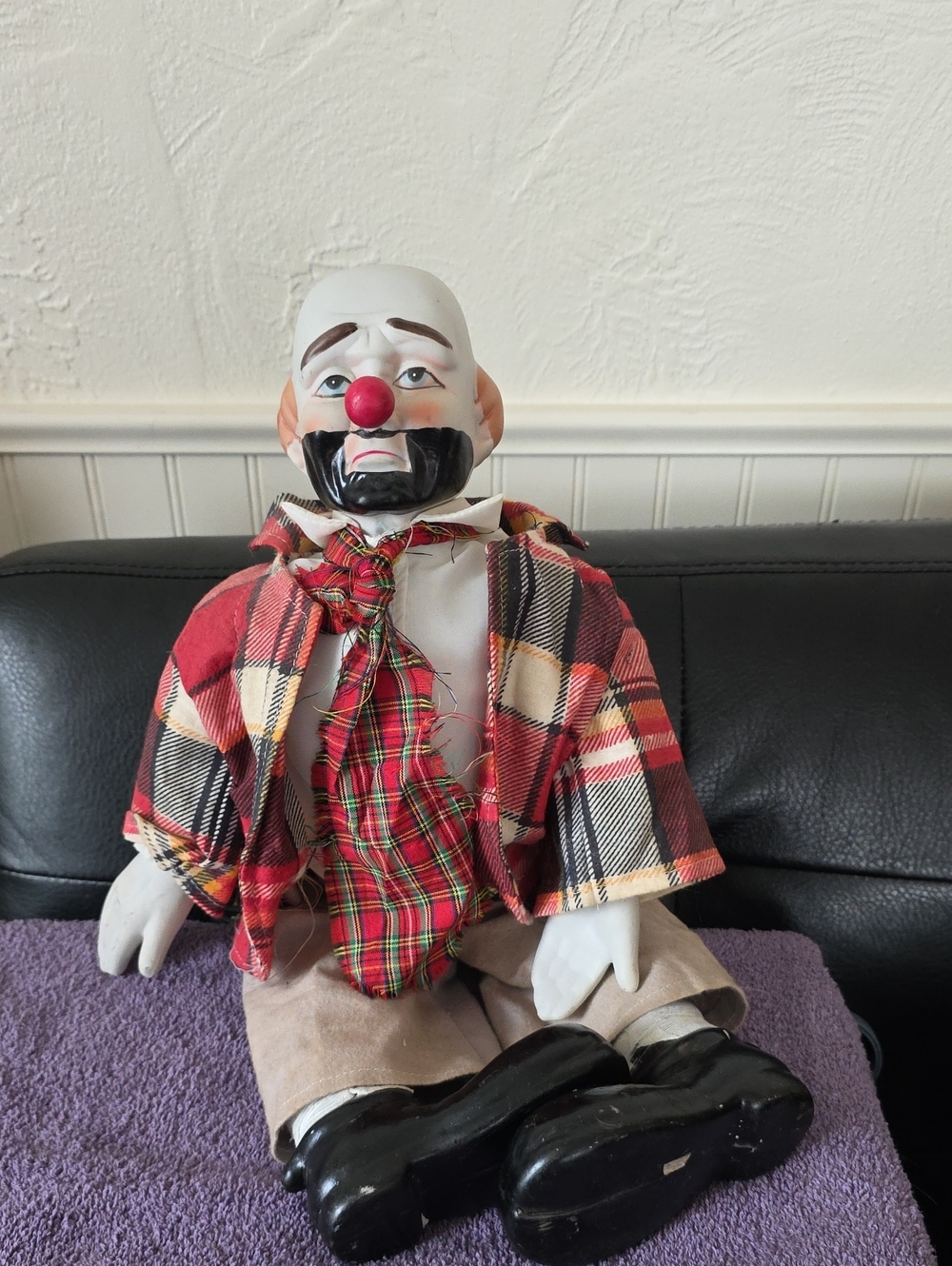 Vintage 80s Brinns 19" EMMET KELLY porcelain hobo clown hobo doll